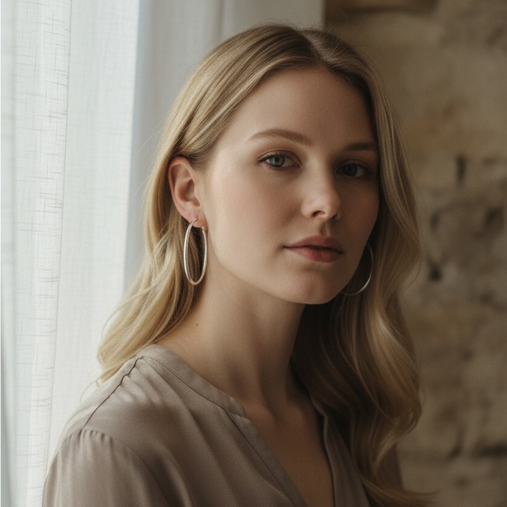 .925 Sterling Silver Hoop Earrings Classic Hoops Timeless Everyday Jewelry